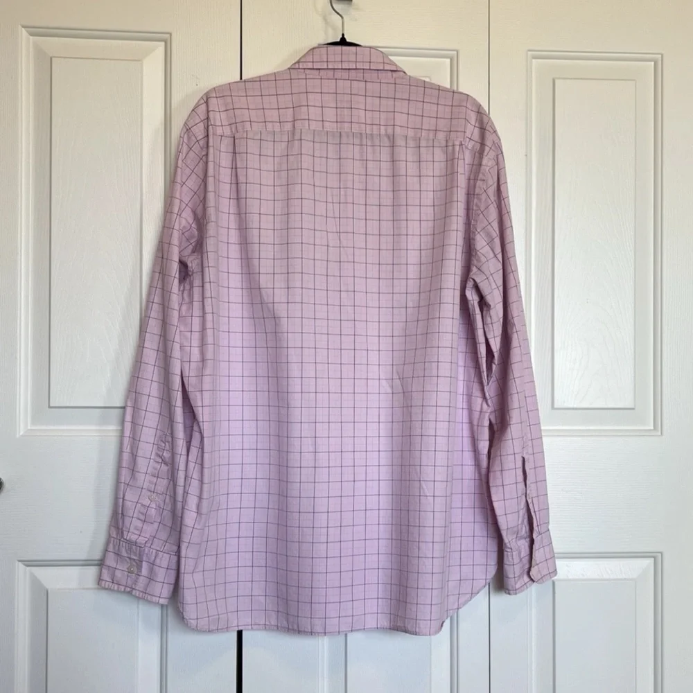 J. Crew Men’s Size XL Dress Shirt Checkered 120's 2ply Cotton Button Down Pink
